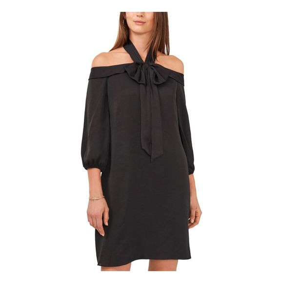 MICHAEL KORS Womens Red Printed Long Sleeve Halter Above The Knee Evening Ruffled Dress